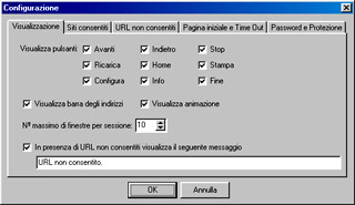 Scheda per la configurazione di KioskBrowser